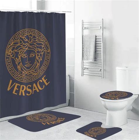 versace shower curtain hooks|Versace bath rug.